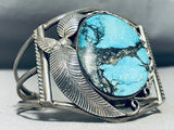 One Of The Best Vintage Native American Navajo Blue Diamond Turquoise Sterling Silver Bracelet-Nativo Arts
