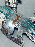 One Of The Best Vintage Native American Navajo Choker Turquoise Inlay Sterling Silver Necklace-Nativo Arts