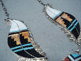 Striking Vintage Native American Zuni Turquoise Sterling Silver Necklace & Earring Set-Nativo Arts
