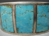 Important Vintage Native American Navajo #8 Turquoise Sterling Silver 1981 Bracelet Old-Nativo Arts