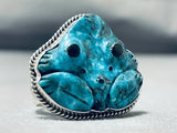 Important Hand Carved Toad Vintage Native American Navajo Sterling Silver Ring-Nativo Arts