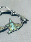 Beautiful Vintage Southwest Sterling Silver Green Turquoise Inlay Bracelet-Nativo Arts