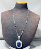 Al Toadacheena Vintage Native American Navajo Lapis Sterling Silver Necklace-Nativo Arts