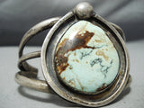 Huge Vintage Native American Navajo Carico Lake Turquoise Sterling Silver Bracelet Old-Nativo Arts