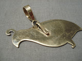 Rare Solid 14k Gold Vintage Navajo Quail Native American Pendant-Nativo Arts