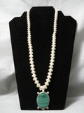 Stunning Vintage Native American Navajo Hand Tooled Sterling Silver Malachite Necklace-Nativo Arts