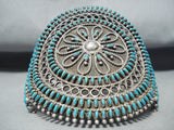 One Of The Most Intricate Ever Vintage Native American Zuni Turquoise Sterling Silver Bracelet-Nativo Arts