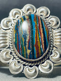 One Of The Best Vintage Native American Navajo Rainbow Calsilica Sterling Silver Bracelet-Nativo Arts