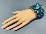 Native American 219 Gram Robert Bernice Leekya Vintage Navajo Sterling Silver Bracelet-Nativo Arts
