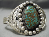 Quality Rare Vintage Native American Navajo Royston Turquoise Sterling Silver Leaf Bracelet Old-Nativo Arts