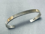 Jonny Nez Native American Navajo Signed Sterling Silver 14k Gold Bracelet-Nativo Arts