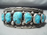Incredible Vintage Native American Navajo Morenci Turquoise Sterling Silver Bracelet Old-Nativo Arts