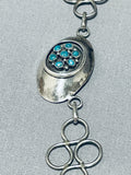 Native American Snake Eyes Turquoise Vintage Navajo Sterling Silver Concho Necklace Old-Nativo Arts