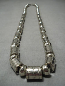 Best Vintage Native American Navajo Signed Tubule Sterling Silver Necklace-Nativo Arts