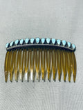 Wonderful Vintage Native American Navajo Kingman Turquoise Sterling Silver Hair Comb-Nativo Arts