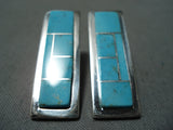 Important Tommy Jackson Vintage Native American Navajo Turquoise Sterling Silver Earrings-Nativo Arts