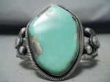 Breathtaking Native American Navajo Royston Turquoise Sterling Silver Bracelet Signed-Nativo Arts