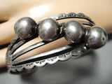 Early Huge Ball Vintage Native American Navajo Sterling Silver Bracelet Cuff Old-Nativo Arts
