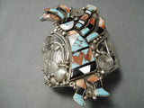 Big And Crazy Native American Navajo Turquoise Sterling Silver Kachina Bracelet-Nativo Arts