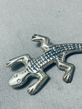 Whimsical Native American Navajo Sterling Silver Gecko Pin-Nativo Arts