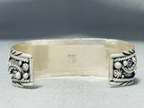 Sue Calabaza Signed Noteworthy Native American Navajo Jet Sterling Silver Bracelet-Nativo Arts