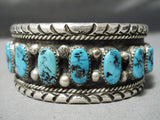 Astounding Vintage Native American Navajo Kingman Turquoise Sterling Silver Bracelet Old-Nativo Arts