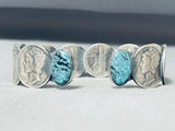 Outstanding Native American Navajo Signed Blue Diamond Turquoise 10 Mercury Dimes Bracelet-Nativo Arts