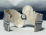 Extremely Detailed Leaf Vintage Native American Navajo Sterling Silver Bracelet Cuff-Nativo Arts