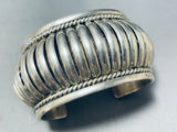 Native American Detailed Basket Vintage Navajo Wide Sterling Silver Bracelet-Nativo Arts