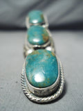One Of The Tallest Important Native American Navajo Turquoise Sterling Silver Ring-Nativo Arts