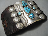 Heavy Men's Vintage Native American Navajo Turquoise Sterling Silver Bowguard Old-Nativo Arts