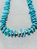 Rare longer Vintage Native American Navajo Easter Blue Turquoise Sterling Silver Necklace-Nativo Arts