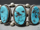 Authentic Vintage Native American Navajo Turquoise Sterling Silver Bracelet Old-Nativo Arts