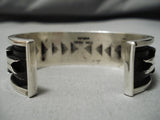 Quality!! Vintage Native American Navajo Geometric Rug Sterling Silver Bracelet Old-Nativo Arts