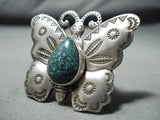 Exceptional San Felipe Spiderweb Turquoise Sterling Silver Butterfly Ring-Nativo Arts