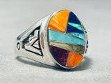Jaw-dropping Native American Navajo Turquoise + Multi Sterling Silver Ring-Nativo Arts
