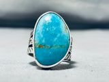 Excellent San Felipe Signed Kingman Turquoise Sterling Silver Ring-Nativo Arts
