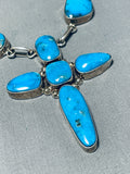 One Of The Most Unique Vintage Native American Navajo Turquoise Cross Sterling Silver Necklace-Nativo Arts