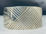 Spectacular Criss Cross Vintage Native American Navajo Sterling Silver Bracelet-Nativo Arts