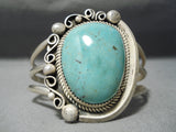 Huge Vintage Native American Navajo Blue Royston Turquoise Sterling Silver Bracelet-Nativo Arts