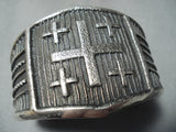 Magnificent Navajo Sterling Silver Wide Cross Bracelet Native American-Nativo Arts
