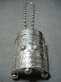 Amazing Native American Navajo Royston Turquoise Sterling Silver Pillbox Necklace-Nativo Arts