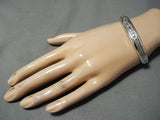 Important Vintage Native American Navajo Ray Tracey Sterling Silver Geomtric Bracelet-Nativo Arts