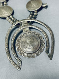 Amazing Vintage Native American Navajo Coin Silver Squash Blossom Necklace-Nativo Arts