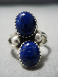 Amazing Vintage Navajo Lapis Sterling Silver Ring Old Native American-Nativo Arts