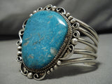 Incredible Vintage Native American Navajo Turquoise Mountain Sterling Silver Nez Bracelet Old-Nativo Arts