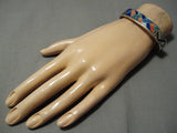 Important Vintage Native American Navajo Earl Plummer Turquoise Inlay Sterling Silver Bracelet-Nativo Arts