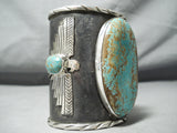Native American One Of The Biggest Ever #8 Turquoise Sterling Silver Thunderbird Bracelet-Nativo Arts