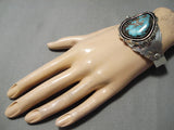 Museum Vintage Native American Navajo Jeff Lee Bisbee Turquoise Sterling Silver Bracelet-Nativo Arts