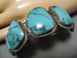 Incredible Blue Diamond Turquoise Vintage Native American Navajo Sterling Silver Bracelet-Nativo Arts